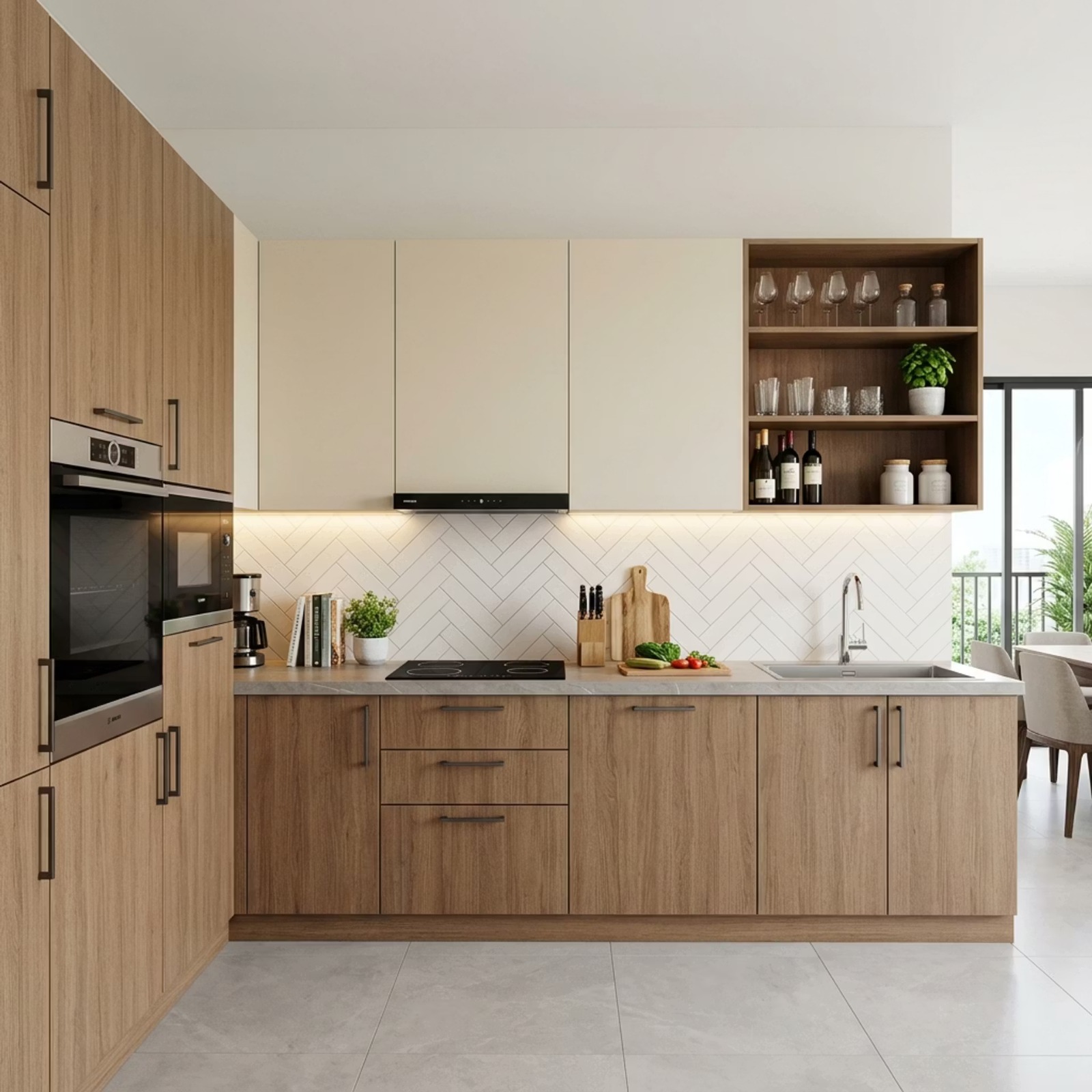 Vital range economical modular kitchen in laminate finish, Kraftline